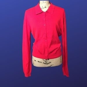 LIMITED Collared Polo SPRING SUMMER Cardigan Sweater, RED, Pre-owned, Size L